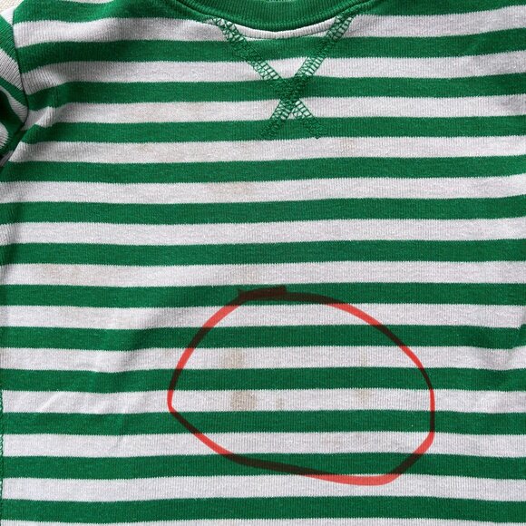 Primary Long-Sleeve PJ Top & Pants, Green & White Stripe, Size 4-5, PLAY - Picture 4 of 10